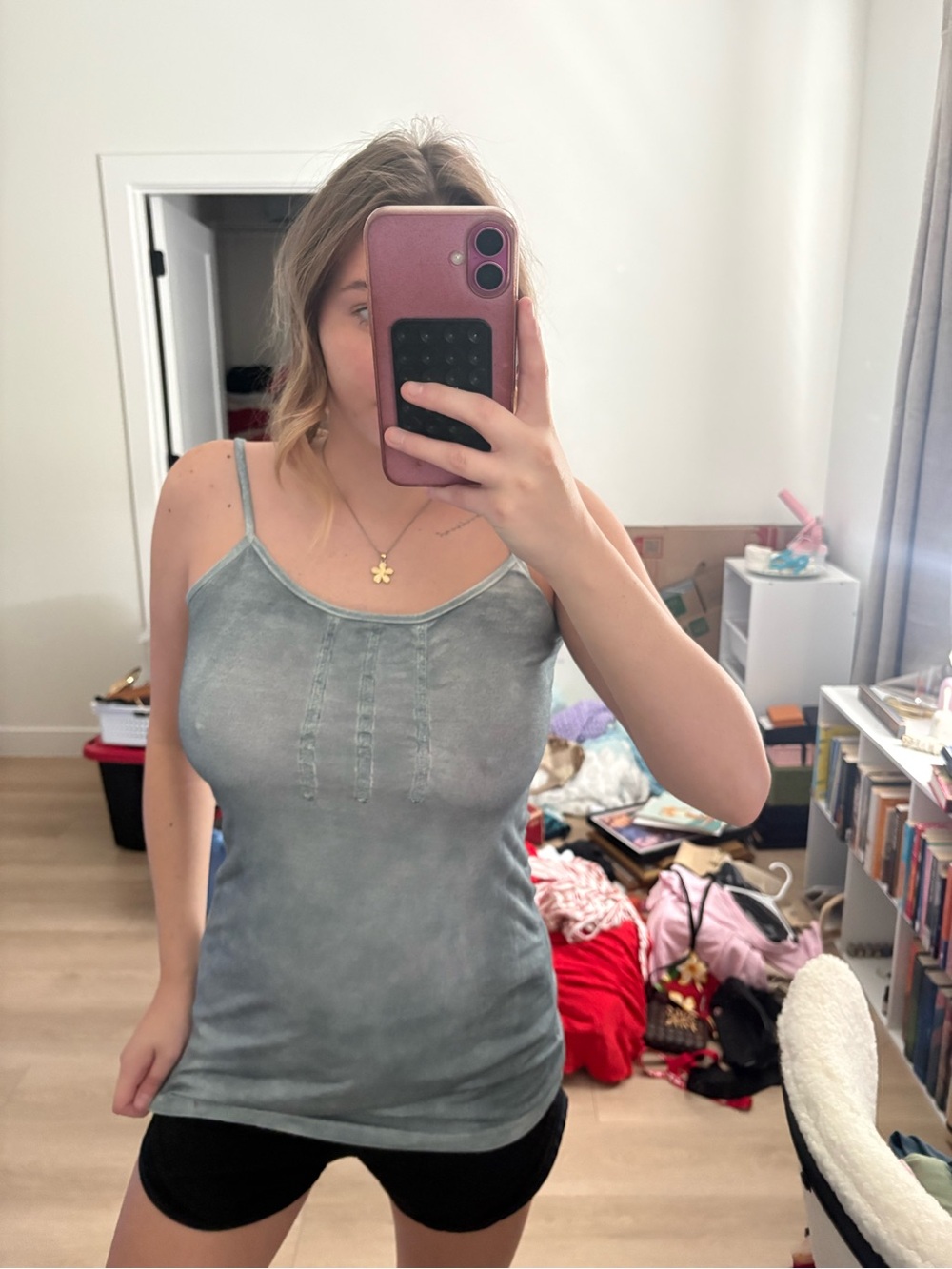 Monoreno Washed Slate Blue Spaghetti Strap Tank